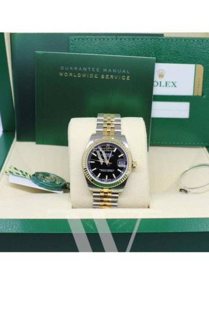 Rolex Datejust 31 Black Dial Fluted Bezel 18K Gold Two Tone Jubilee Ladies 178273 Pre-owned