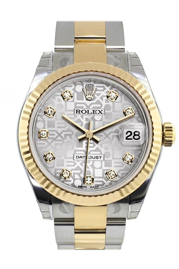 Rolex Datejust 31 Silver Jubilee Diamond Dial Fluted Bezel 18K Gold Two Tone Ladies 178273 Pre-owned