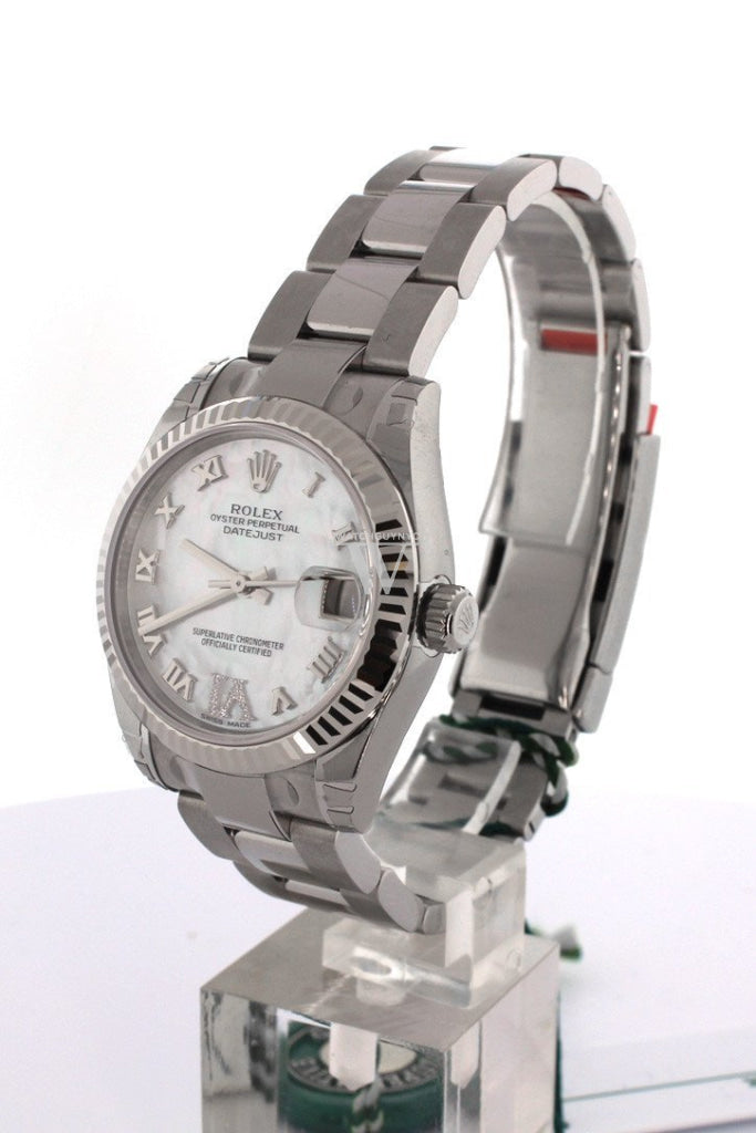 Rolex Datejust 31 Mother of Pearl Roman Large VI Diamond Dial White Gold Fluted Bezel Ladies Watch 178274 Pre-owned
