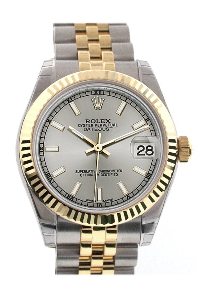 Rolex Datejust 31 Silver Dial Fluted Bezel 18K Gold Two Tone Jubilee Ladies 178273 Pre-owned