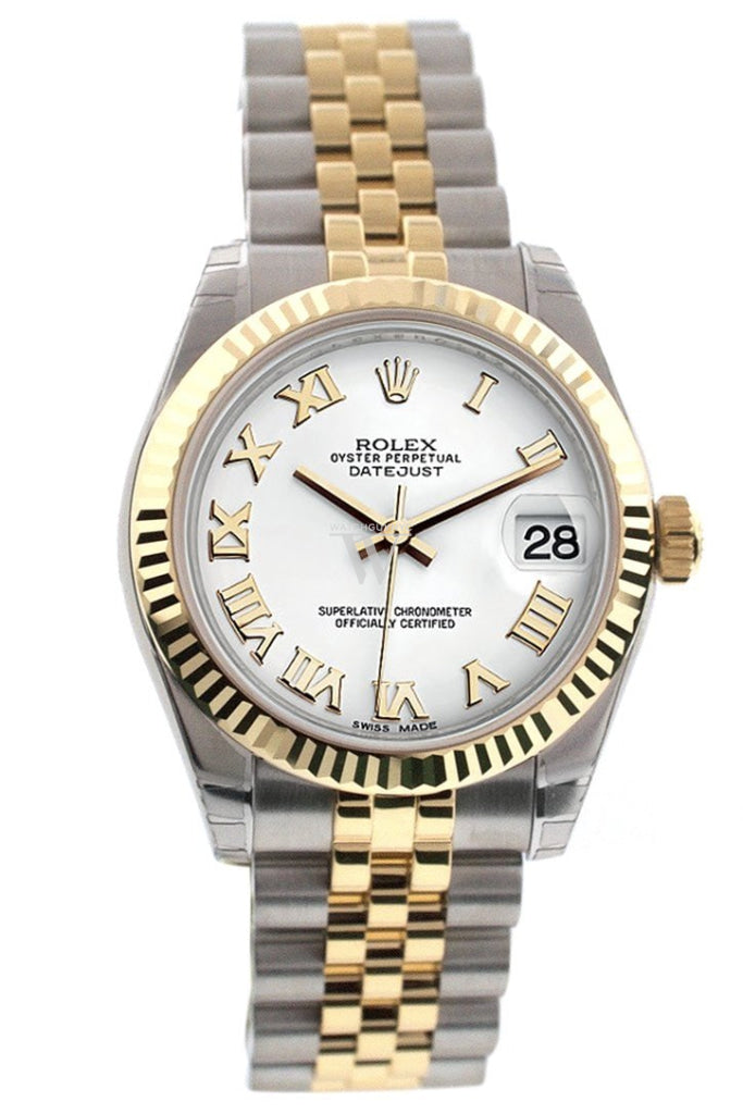 Rolex Datejust 31 White Roman Dial Fluted Bezel 18K Gold Two Tone Jubilee Ladies 178273 Pre-owned