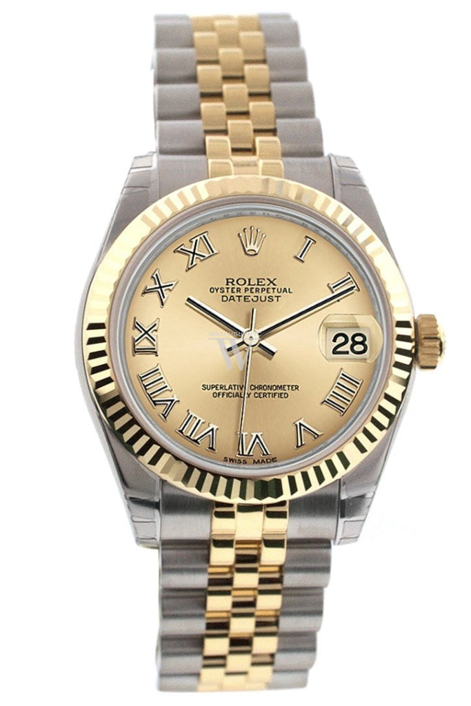 Rolex Datejust 31 Champagne Roman Dial Fluted Bezel 18K Gold Two Tone Jubilee Ladies 178273 Pre-owned