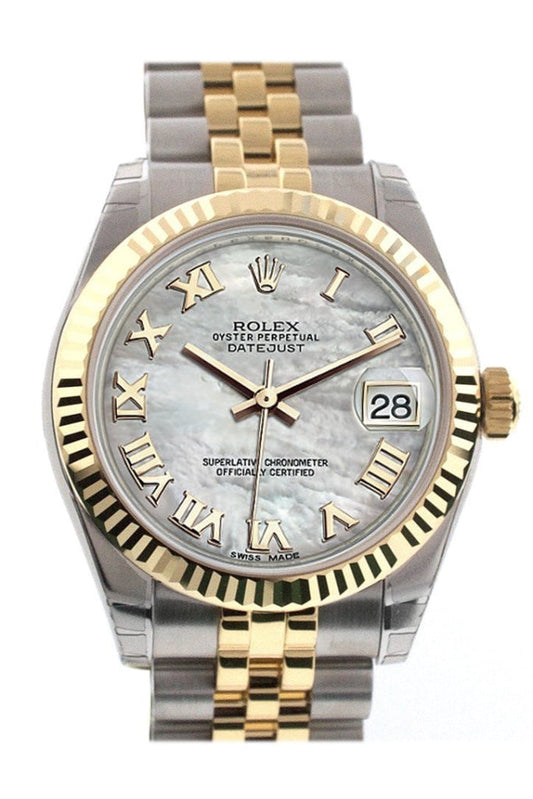 Rolex Datejust 31 Mother of Pearl Roman Dial Fluted Bezel 18K Gold Two Tone Jubilee Ladies 178273 Pre-owned