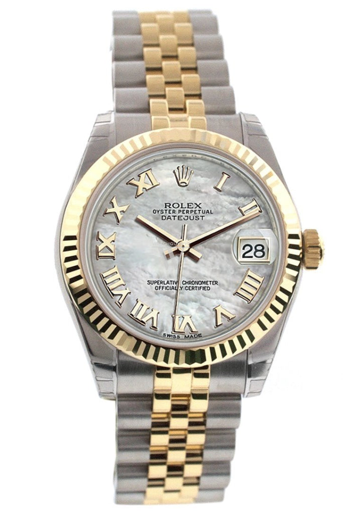 Rolex Datejust 31 Mother of Pearl Roman Dial Fluted Bezel 18K Gold Two Tone Jubilee Ladies 178273 Pre-owned
