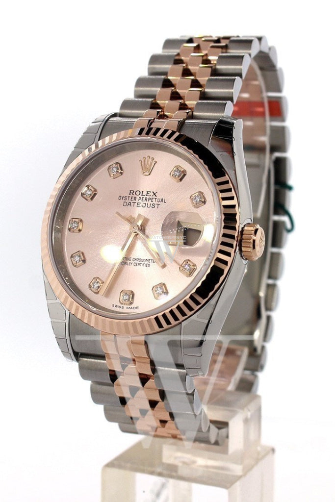 Rolex Datejust 36 Pink diamonds Dial Fluted Steel and 18k Rose Gold Jubilee Watch 116231