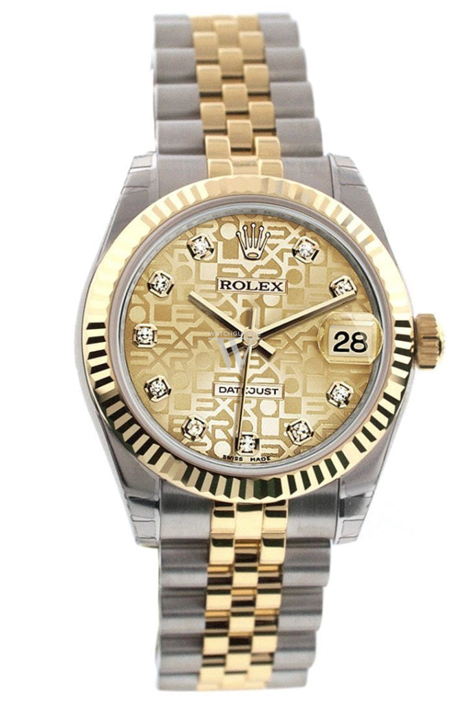 Rolex Datejust 31 Champagne Jubilee Diamond Dial Fluted Bezel 18K Gold Two Tone Jubilee Ladies 178273 Pre-owned