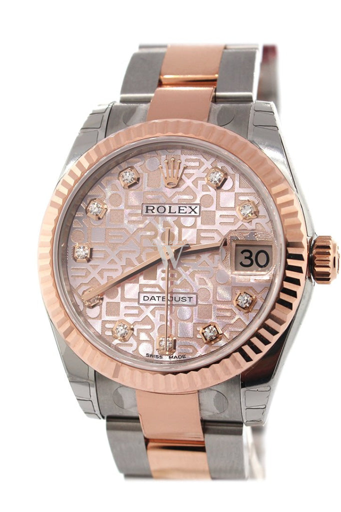 Rolex Datejust 31 Pink Jubilee Diamond Dial Fluted Bezel 18K Rose Gold Two Tone Ladies Watch 178271 Pre-owned