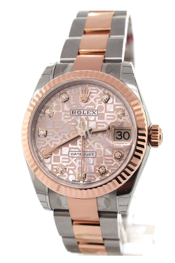 Rolex Datejust 31 Pink Jubilee Diamond Dial Fluted Bezel 18K Rose Gold Two Tone Ladies Watch 178271 Pre-owned
