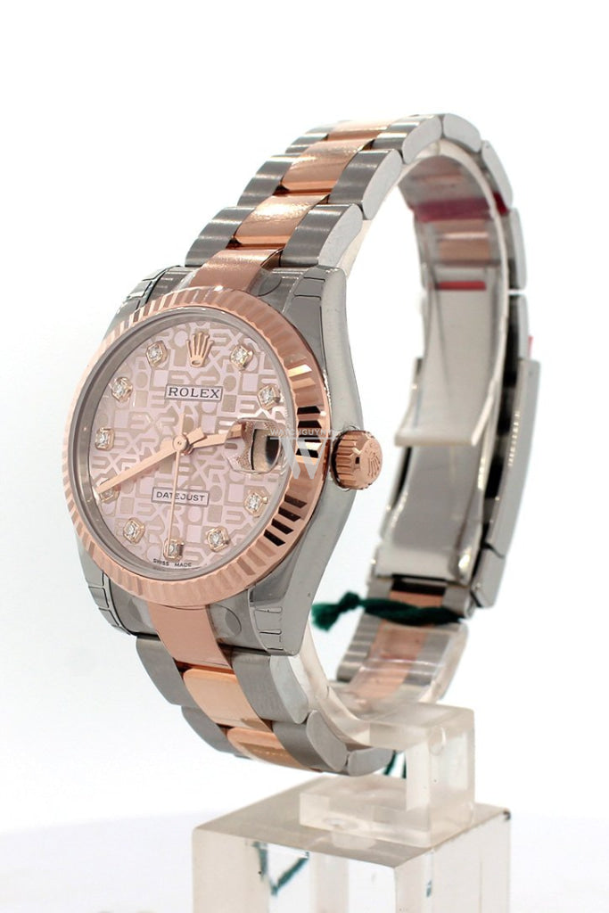 Rolex Datejust 31 Pink Jubilee Diamond Dial Fluted Bezel 18K Rose Gold Two Tone Ladies Watch 178271 Pre-owned
