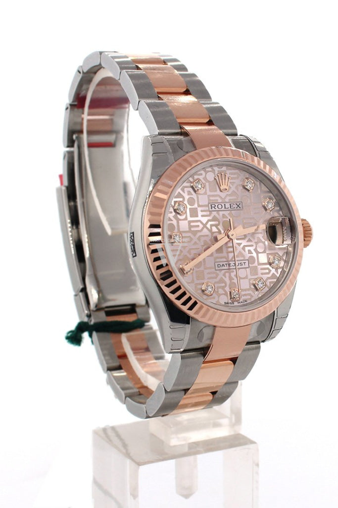 Rolex Datejust 31 Pink Jubilee Diamond Dial Fluted Bezel 18K Rose Gold Two Tone Ladies Watch 178271 Pre-owned