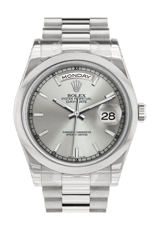 Rolex Day Date 36 Silver Dial President Men's Watch 118206