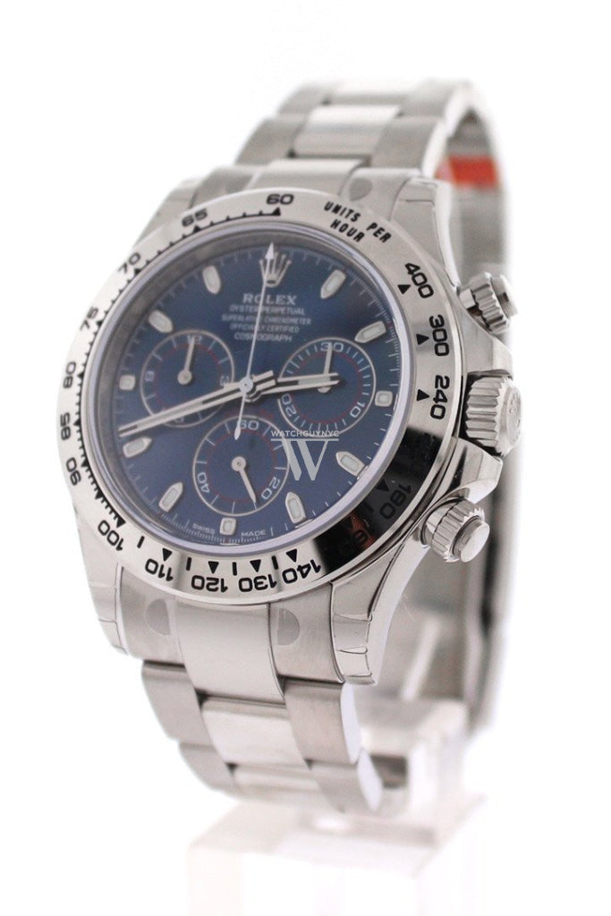 ROLEX Cosmograph Daytona 40 Blue Dial White Gold Oyster Men's Watch 116509