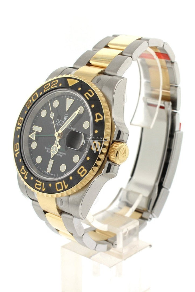 ROLEX GMT-Master II Black Dial Steel 18kt Yellow Gold Men's Watch 116713