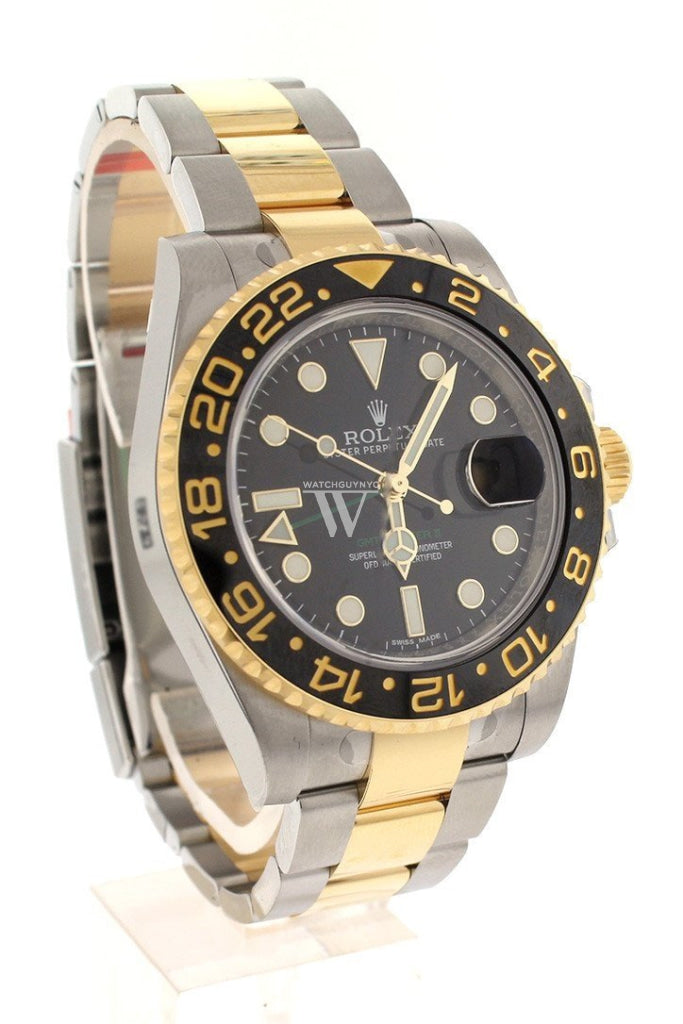 ROLEX GMT-Master II Black Dial Steel 18kt Yellow Gold Men's Watch 116713