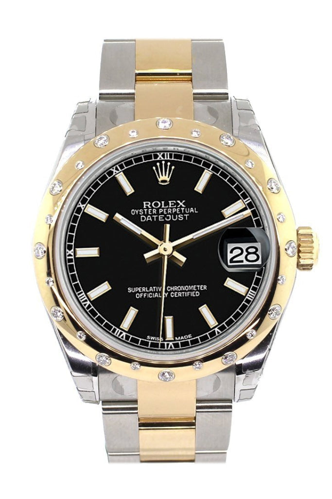 Rolex Datejust 31 Black Dial  Diamond Bezel 18K Gold Two Tone Ladies 178343 Pre-owned