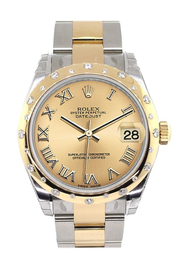 Rolex Datejust 31 Champagne Roman Dial Diamond Bezel 18K Gold Two Tone Ladies 178343 Pre-owned