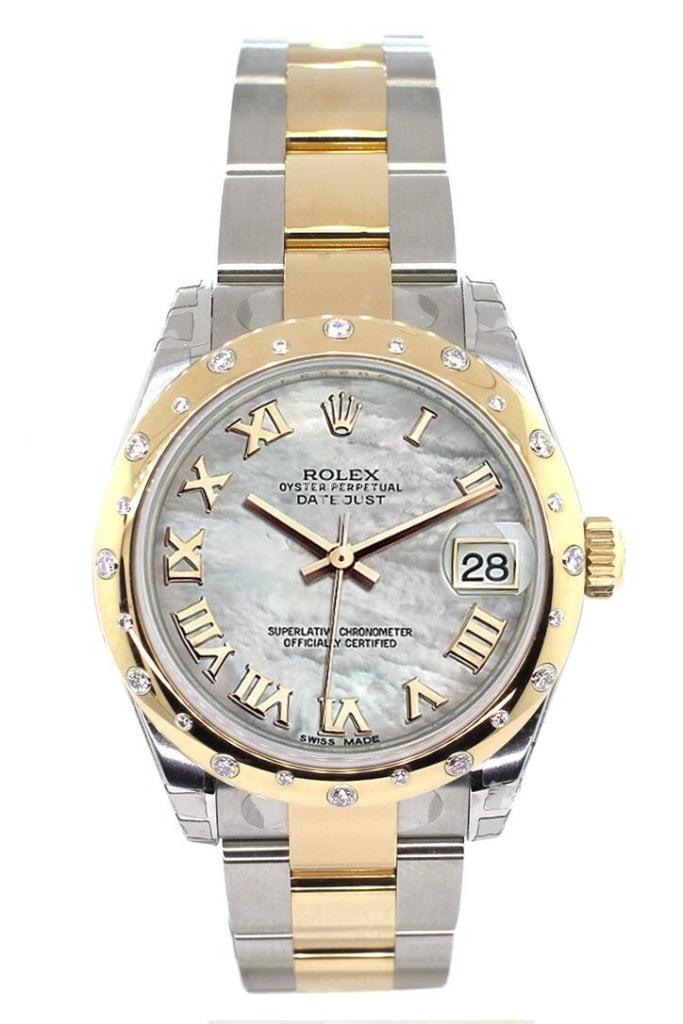 Rolex Datejust 31 Mother of Pearl Roman Dial Diamond Bezel 18K Gold Two Tone Ladies 178343 Pre-owned
