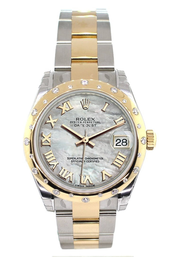 Rolex Datejust 31 Mother of Pearl Roman Dial Diamond Bezel 18K Gold Two Tone Ladies 178343 Pre-owned