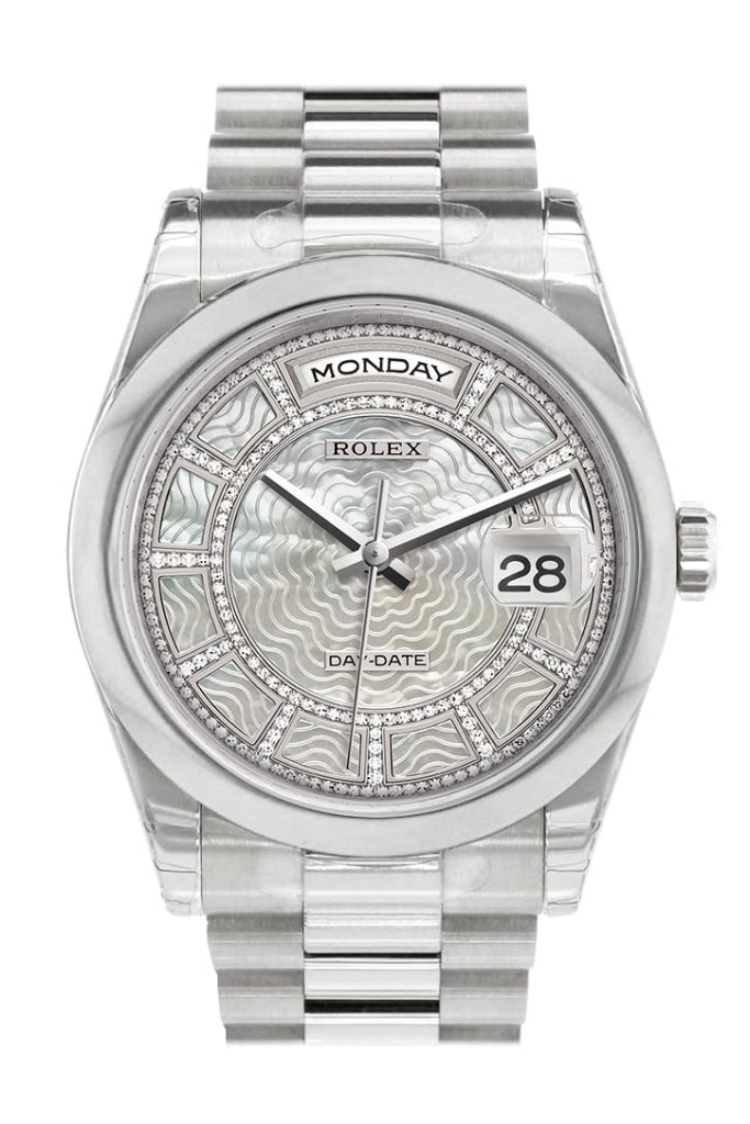 Rolex Day Date 36 Carousel of white mother of pearl Dial President Men's Watch 118206