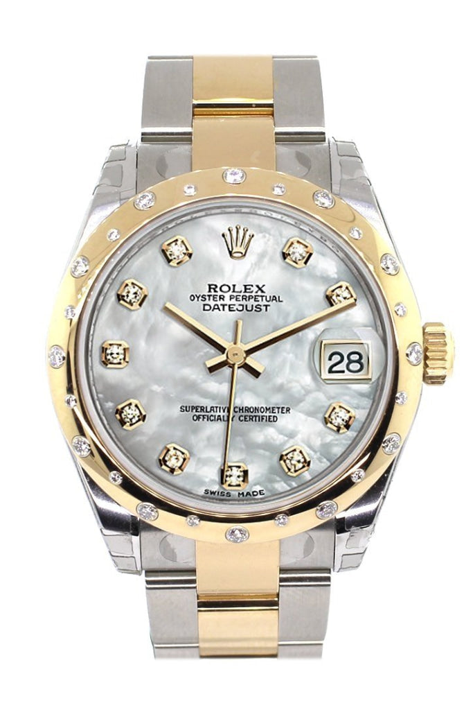 Rolex Datejust 31 Mother of Pearl Diamonds Dial Diamond Bezel 18K Gold Two Tone Ladies 178343 Pre-owned