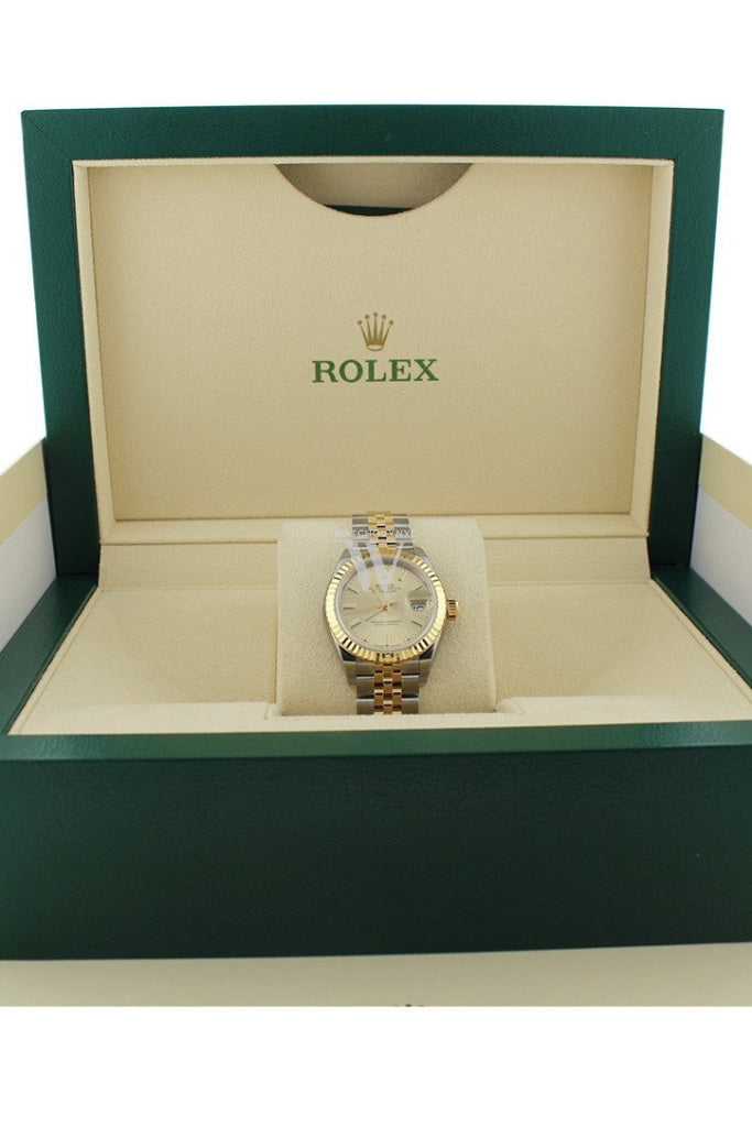 Rolex Datejust 28 Champagne Dial Fluted Yellow Gold Two Tone Jubilee Ladies Watch 279173 NP