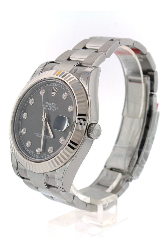 ROLEX Datejust II 41 Rhodium Diamond Dial Men's Watch 116334 Pre-owned
