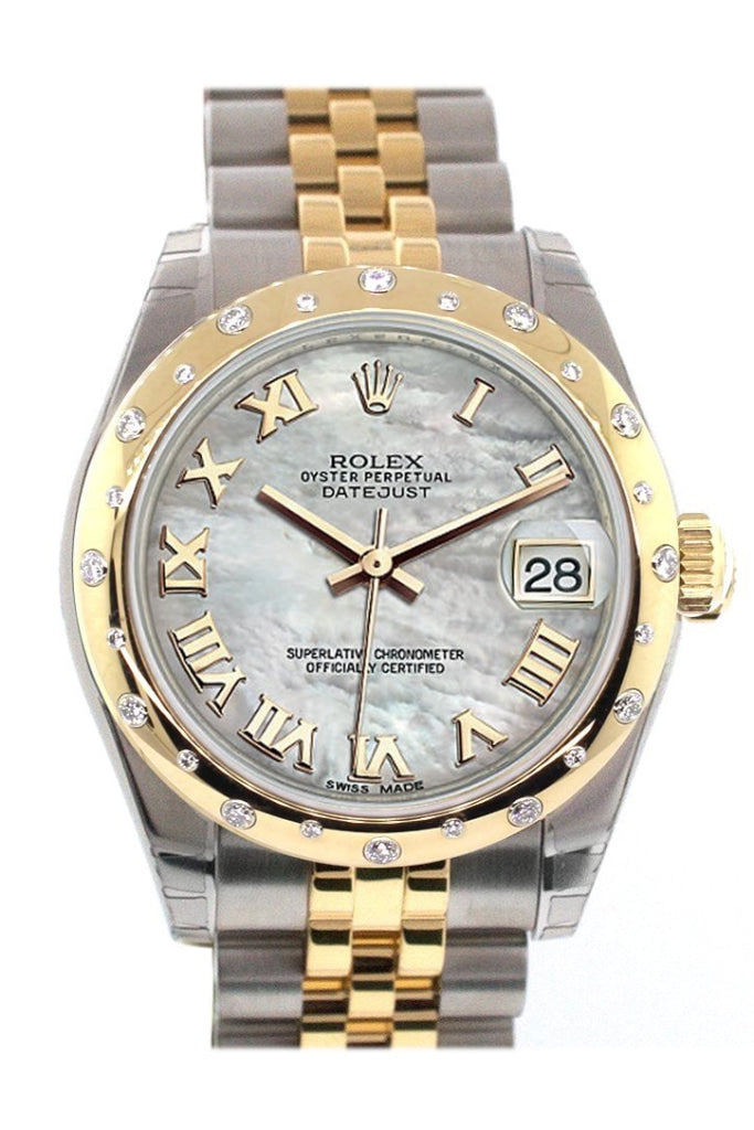 Rolex Datejust 31 Mother of Pearl Roman Dial Diamond Bezel 18K Gold Two Tone Jubilee Ladies 178343 Pre-owned