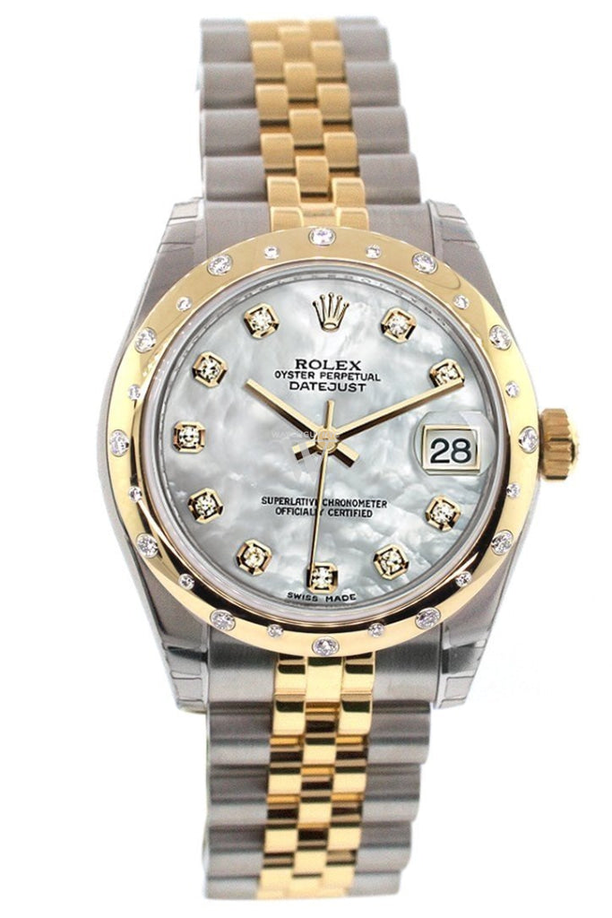 Rolex Datejust 31 Mother of Pearl Diamonds Dial Diamond Bezel 18K Gold Two Tone Jubilee Ladies 178343 Pre-owned
