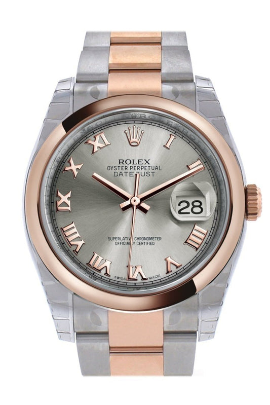 Rolex Datejust 36 Steel Roman DialSteel and 18k Rose Gold Oyster Watch 116201 Pre-owned