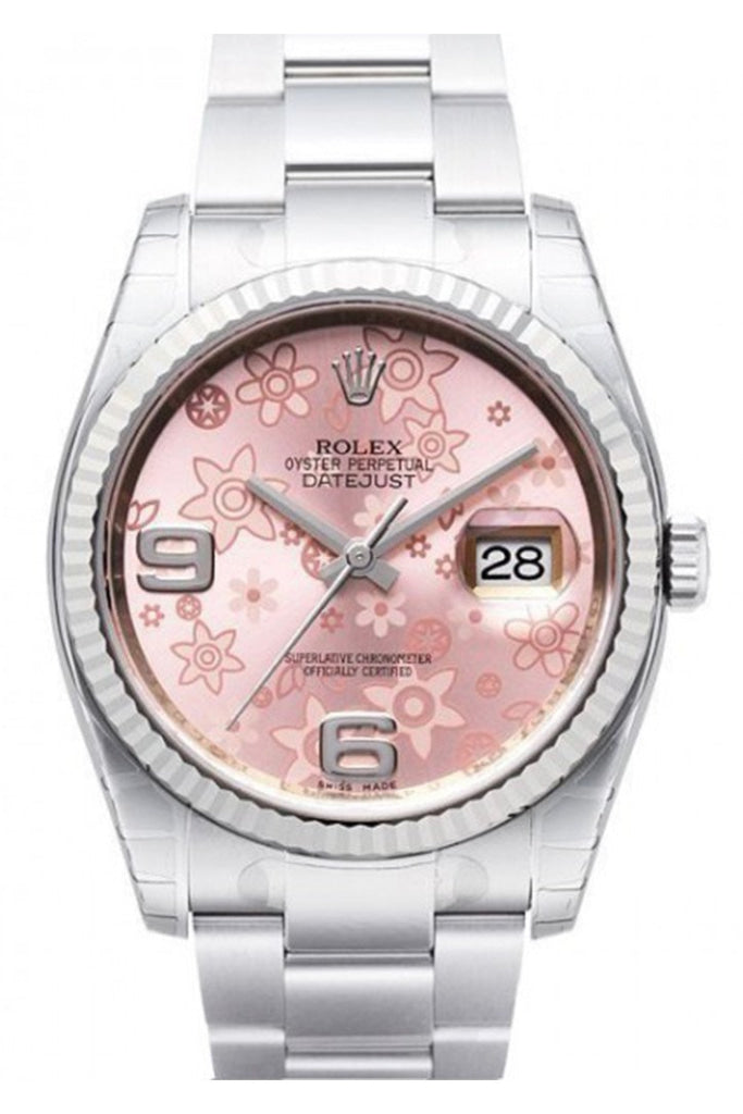 Rolex Datejust 36 Pink Floral Dial Steel and 18k Gold Ladies Watch 116234 Pre-owned