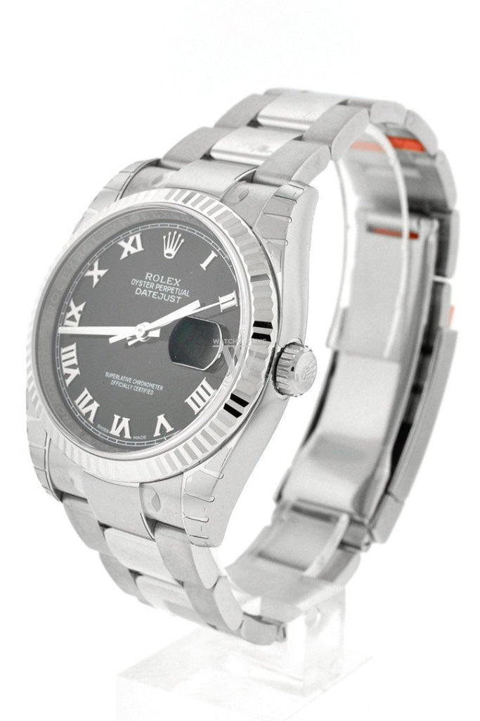 Rolex Datejust 36 Black Roman Dial Steel and 18k Gold Unisex Watch 116234 Pre-owned