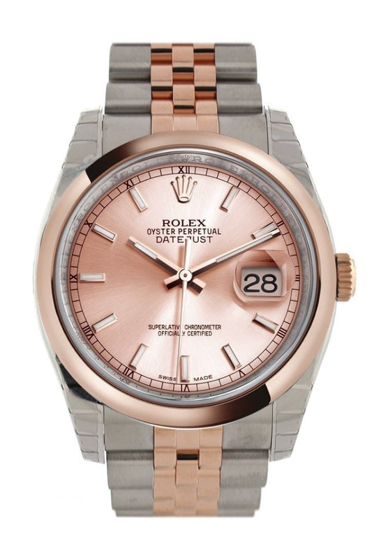 Rolex Datejust 36 Pink Dial Steel and 18k Rose Gold Jubilee Watch 116201 Pre-owned