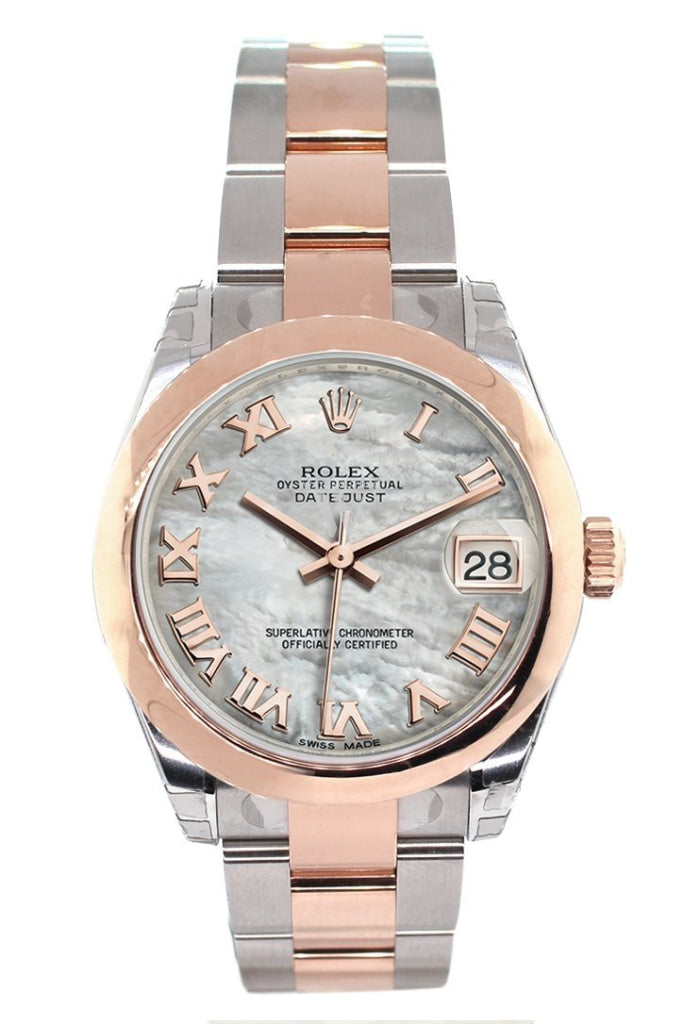 Rolex Datejust 31 White Mother of Pearl Roman Dial 18K Rose Gold Two Tone Ladies Watch 178241