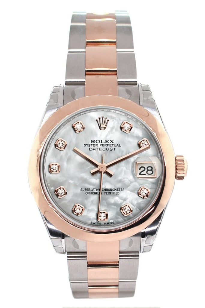 Rolex Datejust 31 White Mother of Pearl Diamond Dial 18K Rose Gold Two Tone Ladies Watch 178241