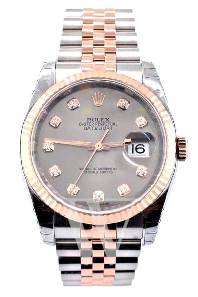 Rolex Datejust 36 Steel diamonds Dial Fluted Steel and 18k Rose Gold Jubilee Watch 116231 Pre-owned