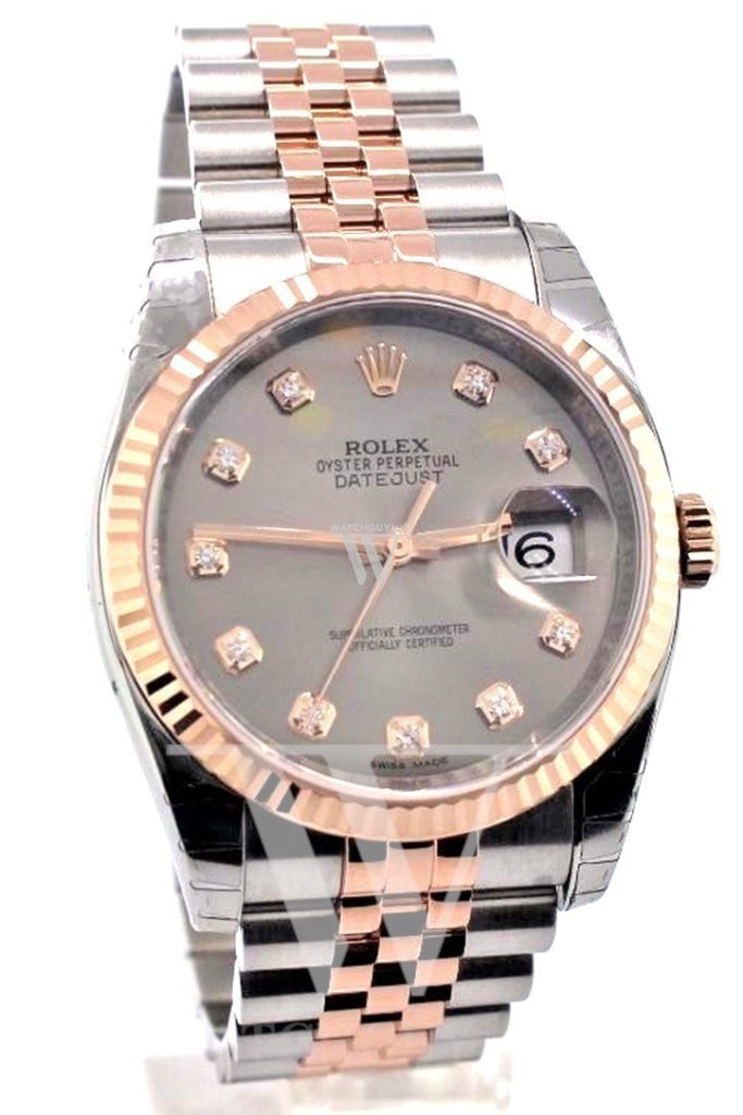 Rolex Datejust 36 Steel diamonds Dial Fluted Steel and 18k Rose Gold Jubilee Watch 116231 Pre-owned