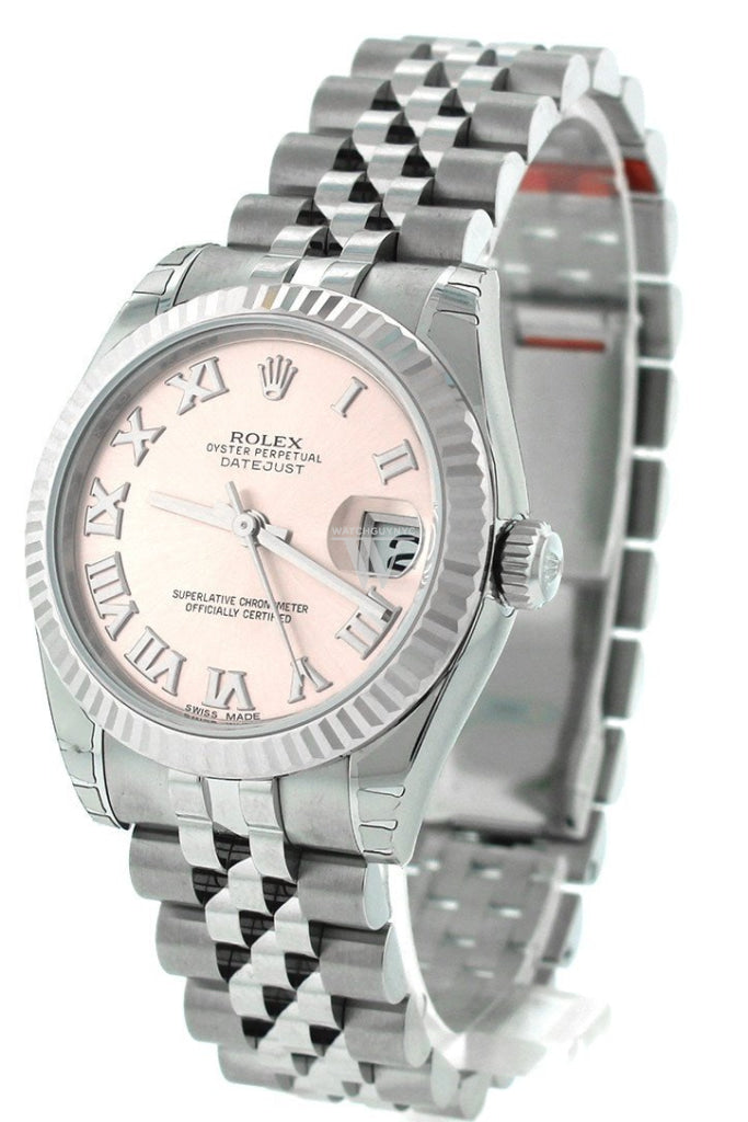 Rolex Datejust 31 Pink Dial Dial White Gold Fluted Bezel Jubilee Ladies Watch 178274 Pre-owned