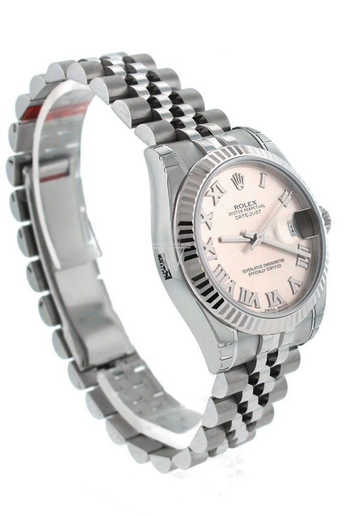 Rolex Datejust 31 Pink Dial Dial White Gold Fluted Bezel Jubilee Ladies Watch 178274 Pre-owned