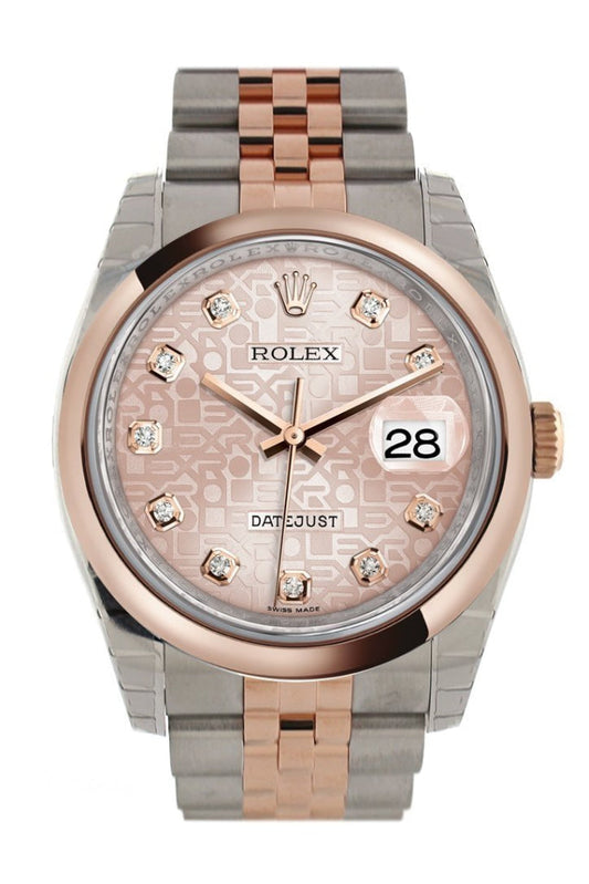 Rolex Datejust 36 Pink Jubilee design set with diamonds Dial Steel and 18k Rose Gold Jubilee Watch 116201 Pre-owned