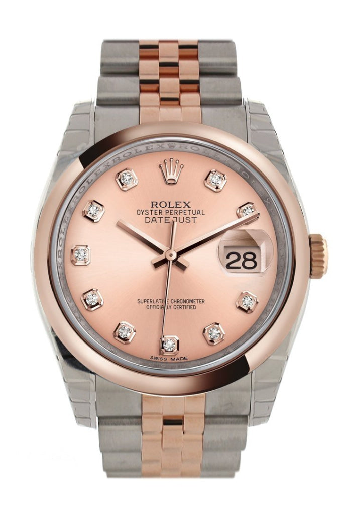 Rolex Datejust 36 Pink set with diamonds Dial Steel and 18k Rose Gold Jubilee Watch 116201 Pre-owned