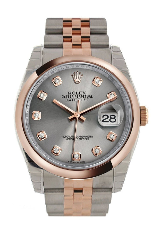 Rolex Datejust 36 Steel set with diamonds Dial Steel and 18k Rose Gold Jubilee Watch 116201 Pre-owned