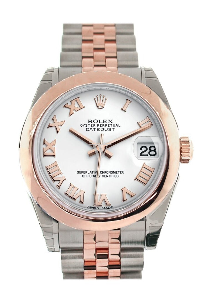 Rolex Datejust 31 White Roman Dial 18K Rose Gold Two Tone Jubilee Ladies Watch 178241 Pre-owned