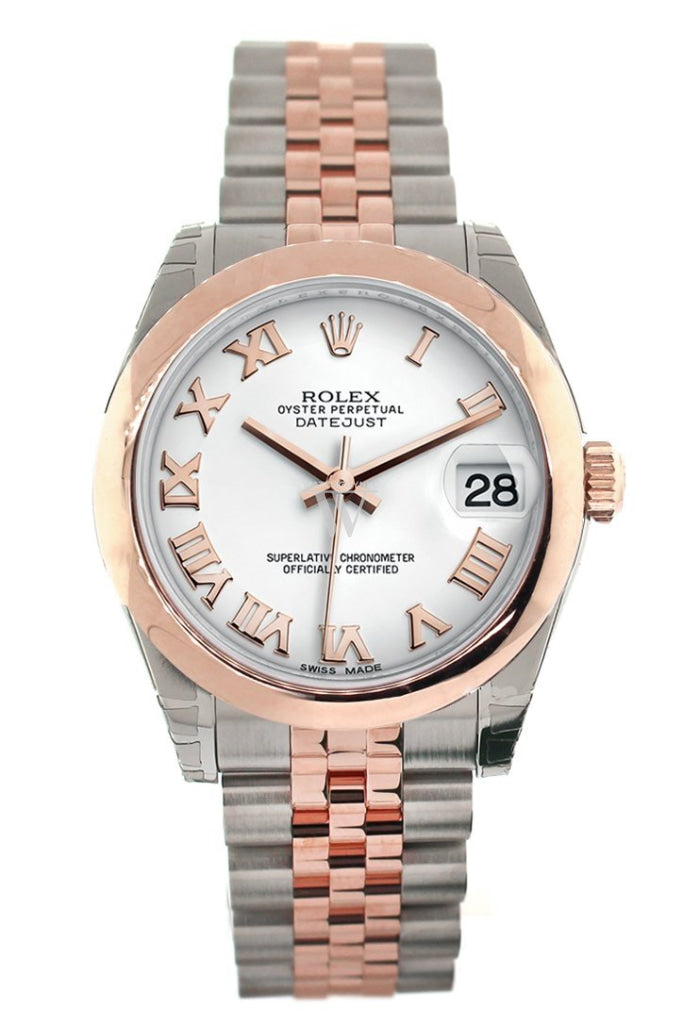 Rolex Datejust 31 White Roman Dial 18K Rose Gold Two Tone Jubilee Ladies Watch 178241 Pre-owned
