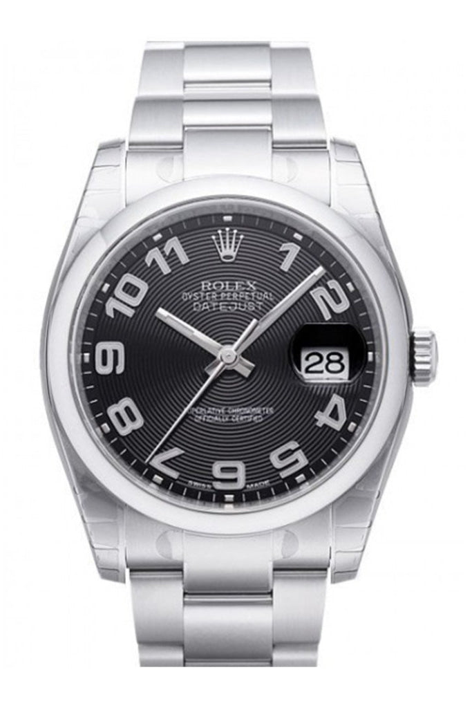 Rolex Datejust 36 Black Concentric Circle Dial Stainless Steel Oyster Automatic Men's Watch 116200 Pre-owned