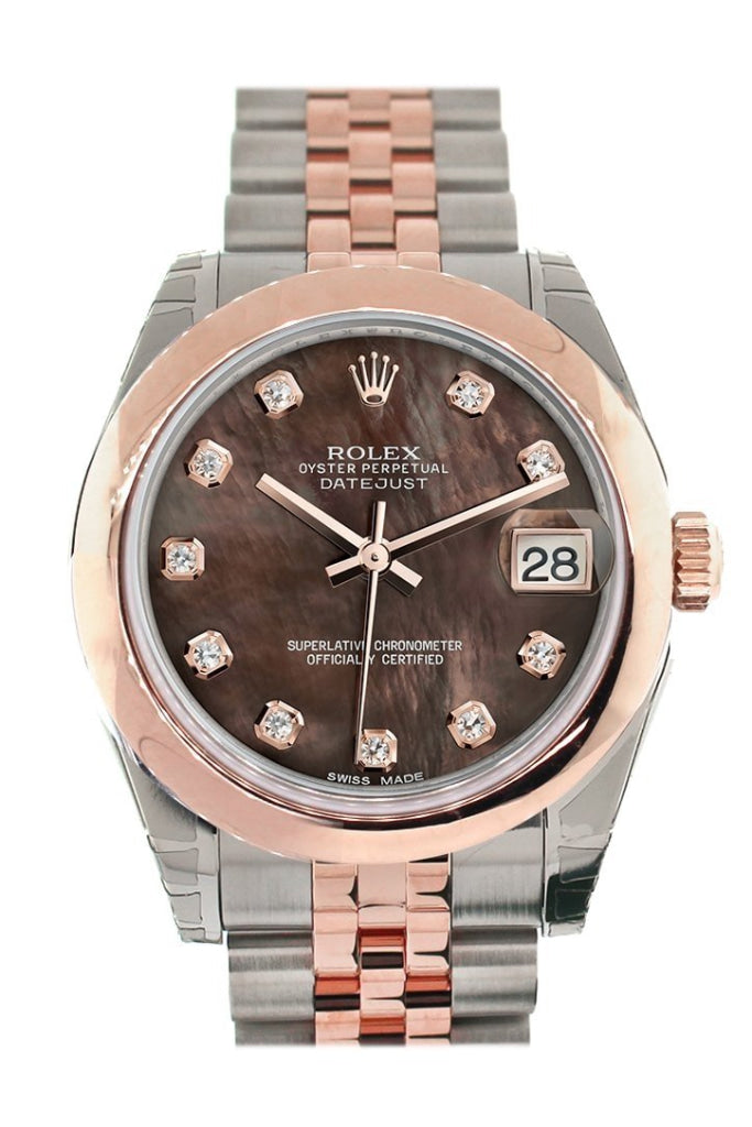 Rolex Datejust 31 Black Mother of Pearl Diamond Dial 18K Rose Gold Two Tone Jubilee Ladies Watch 178241 Pre-owned