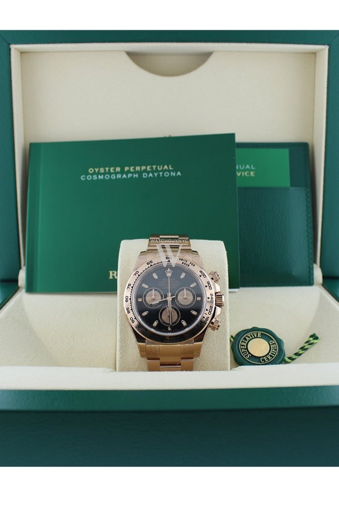 Rolex Cosmograph Daytona Black Dial 18K Everose Gold Rolex Oyster Automatic Men's Watch 116505