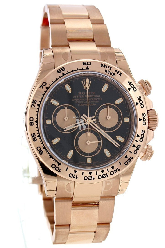 Rolex Cosmograph Daytona Black Dial 18K Everose Gold Rolex Oyster Automatic Men's Watch 116505