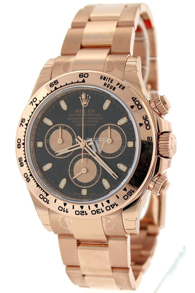Rolex Cosmograph Daytona Black Dial 18K Everose Gold Rolex Oyster Automatic Men's Watch 116505