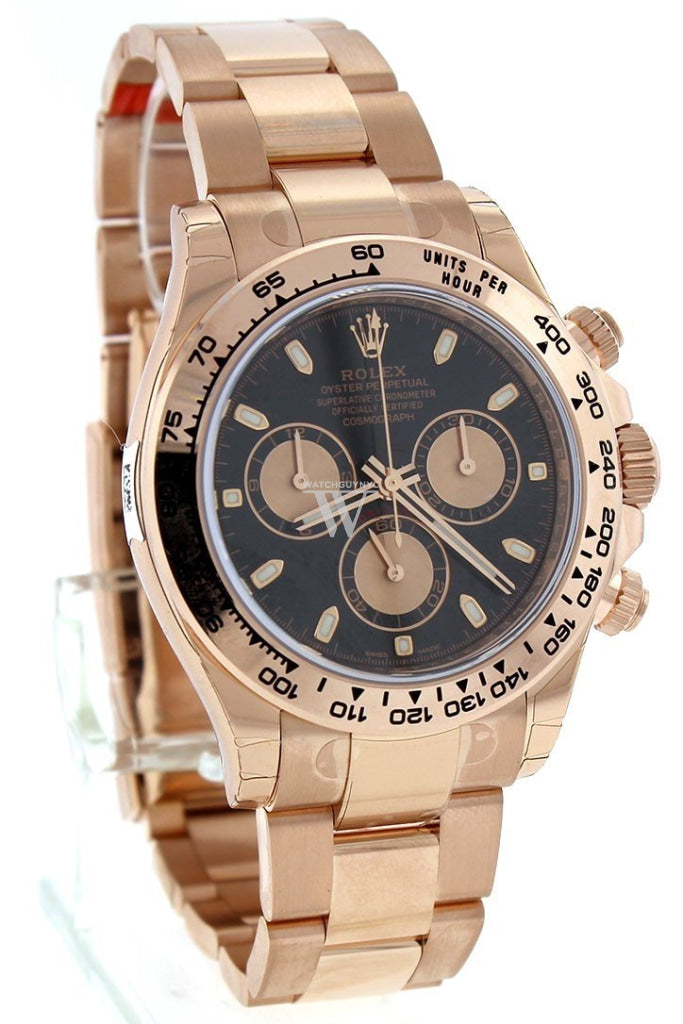 Rolex Cosmograph Daytona Black Dial 18K Everose Gold Rolex Oyster Automatic Men's Watch 116505