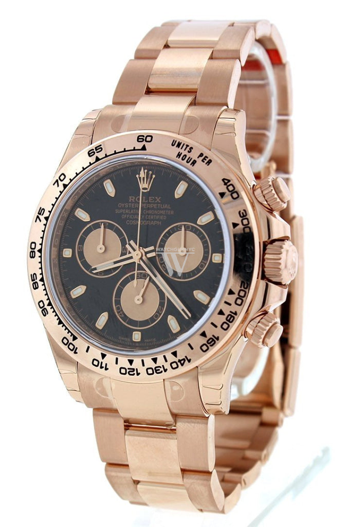Rolex Cosmograph Daytona Black Dial 18K Everose Gold Rolex Oyster Automatic Men's Watch 116505